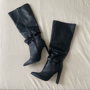 Black slouchy knee high boots